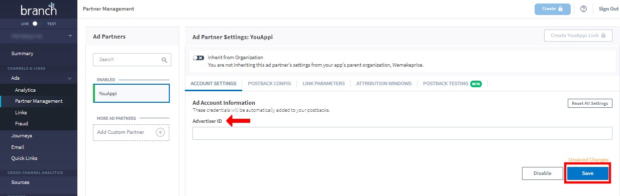 Branch Integration – YouAppi Help Center